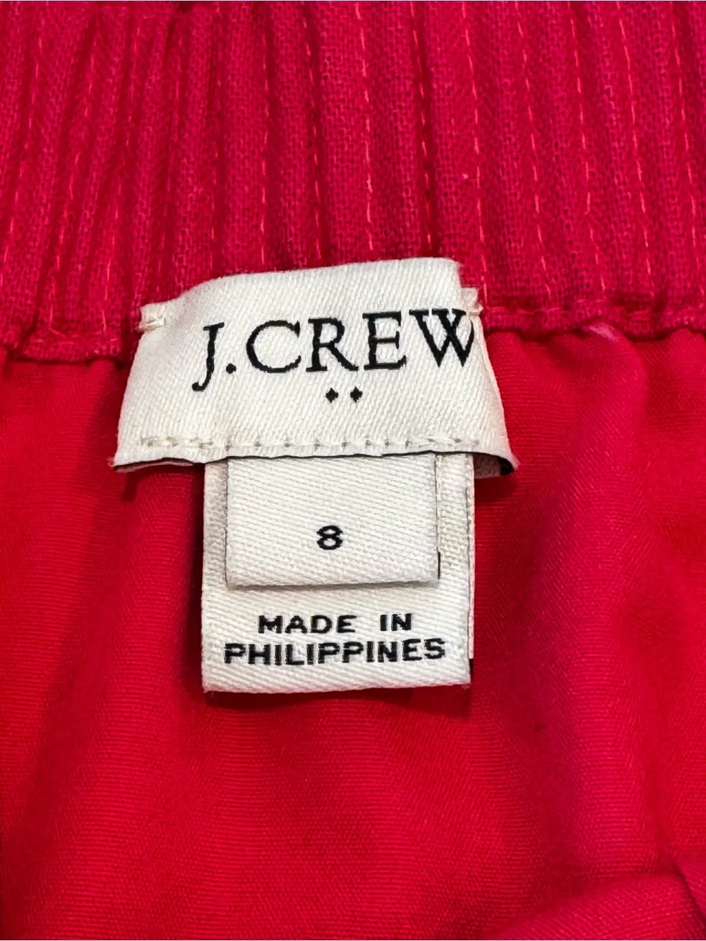 J.Crew Linen Blend Scalloped Hem Skirt Hot Pink Pull-On Elastic Waist Size 8